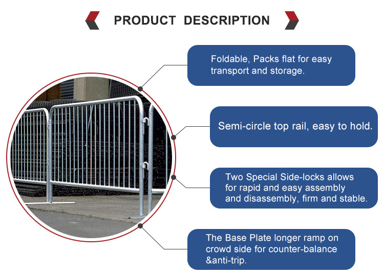 outdoor security removable fence panel galvanized fence easily assembled construction sites crowd control fence