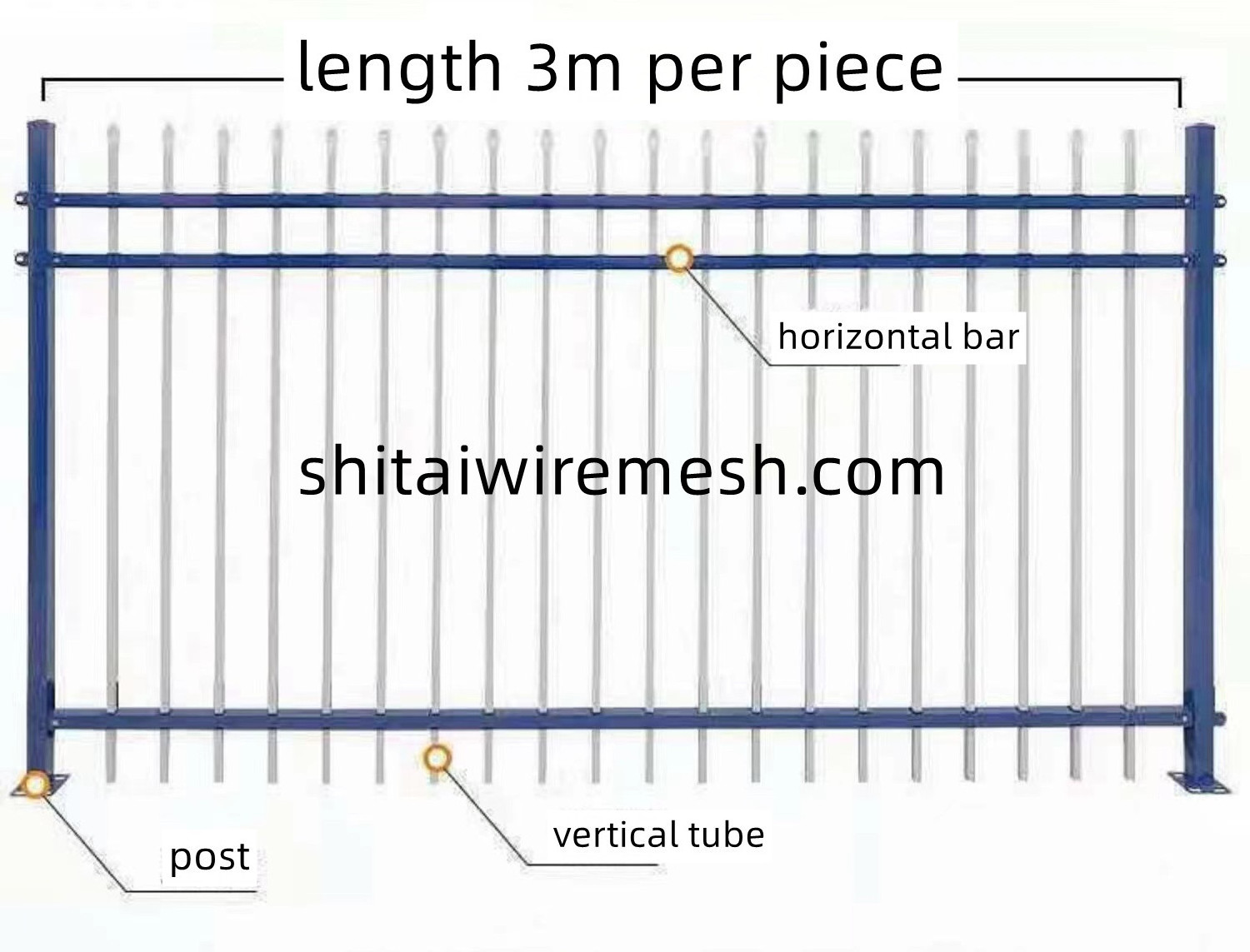 ISO9001 hot sell wholesale wrought  picket top garden steel tubular fence 6 ft tall durable prefabricated durable steel  fence