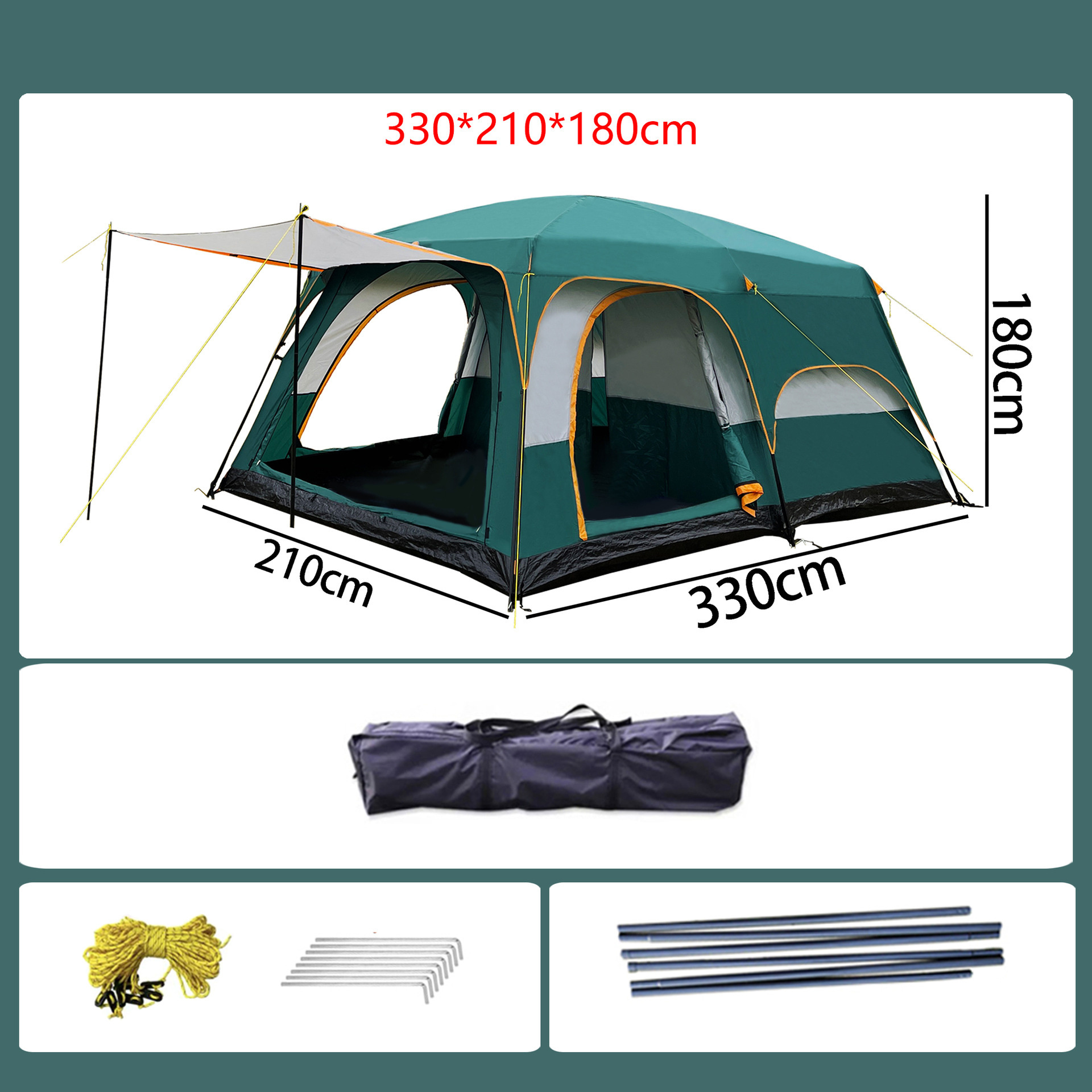 APZ073-2 Wholesale customized 4-6 people family luxury tent outside half pack glamping camping outdoor tent