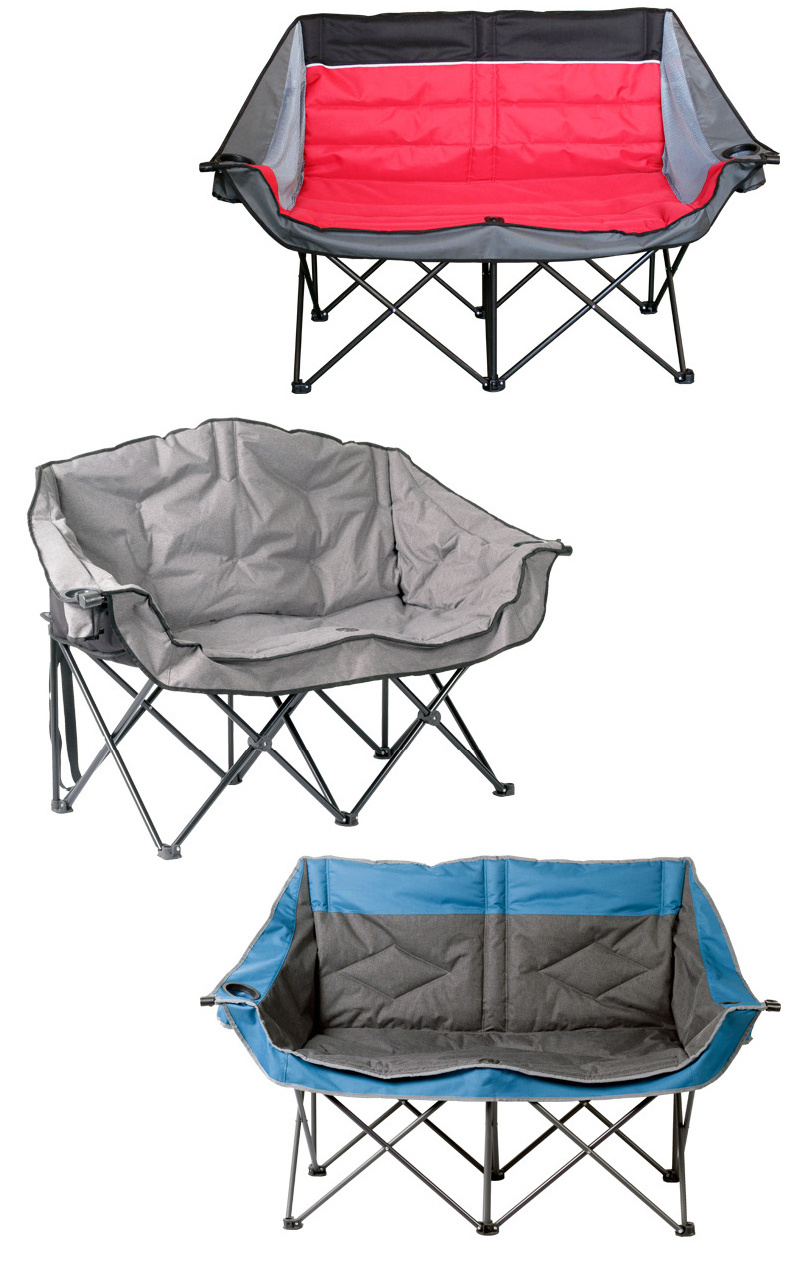 Factory Double Seated Portable Foldable Outdoor Furniture Leisure Luxury Lazy Lounge Folding Camp Garden Beach Chairs