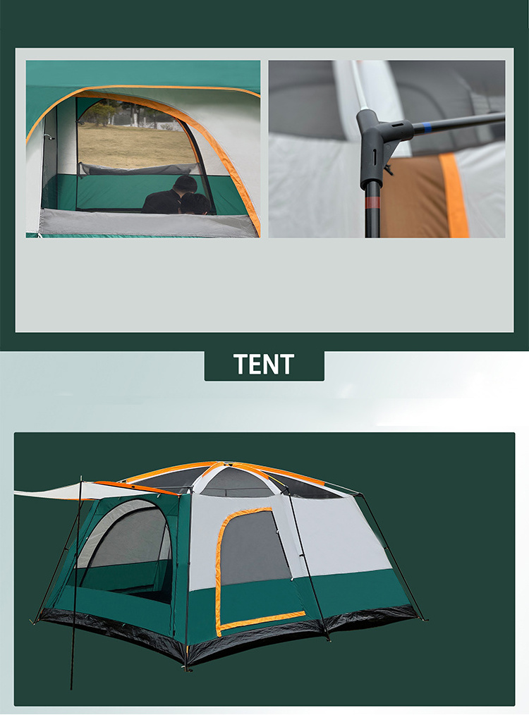 APZ073-2 Wholesale customized 4-6 people family luxury tent outside half pack glamping camping outdoor tent