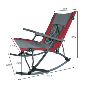 Wholesale Sezlong Kamp Sandalyesi Portable Relax arm Foldable Lounge Rocking Outdoor Folding Camping Garden Beach Rocking Chair