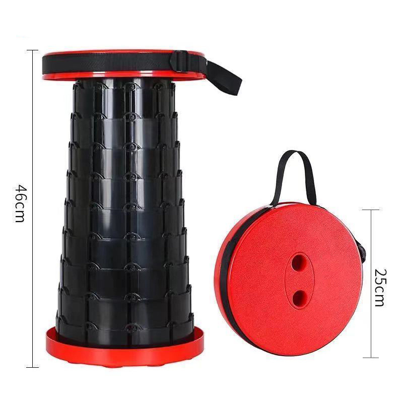 Wholesale Retractable Adjustable Outdoor Camping Chair Round Plastic Collapsible Telescopic Portable Folding Stool With Cushions