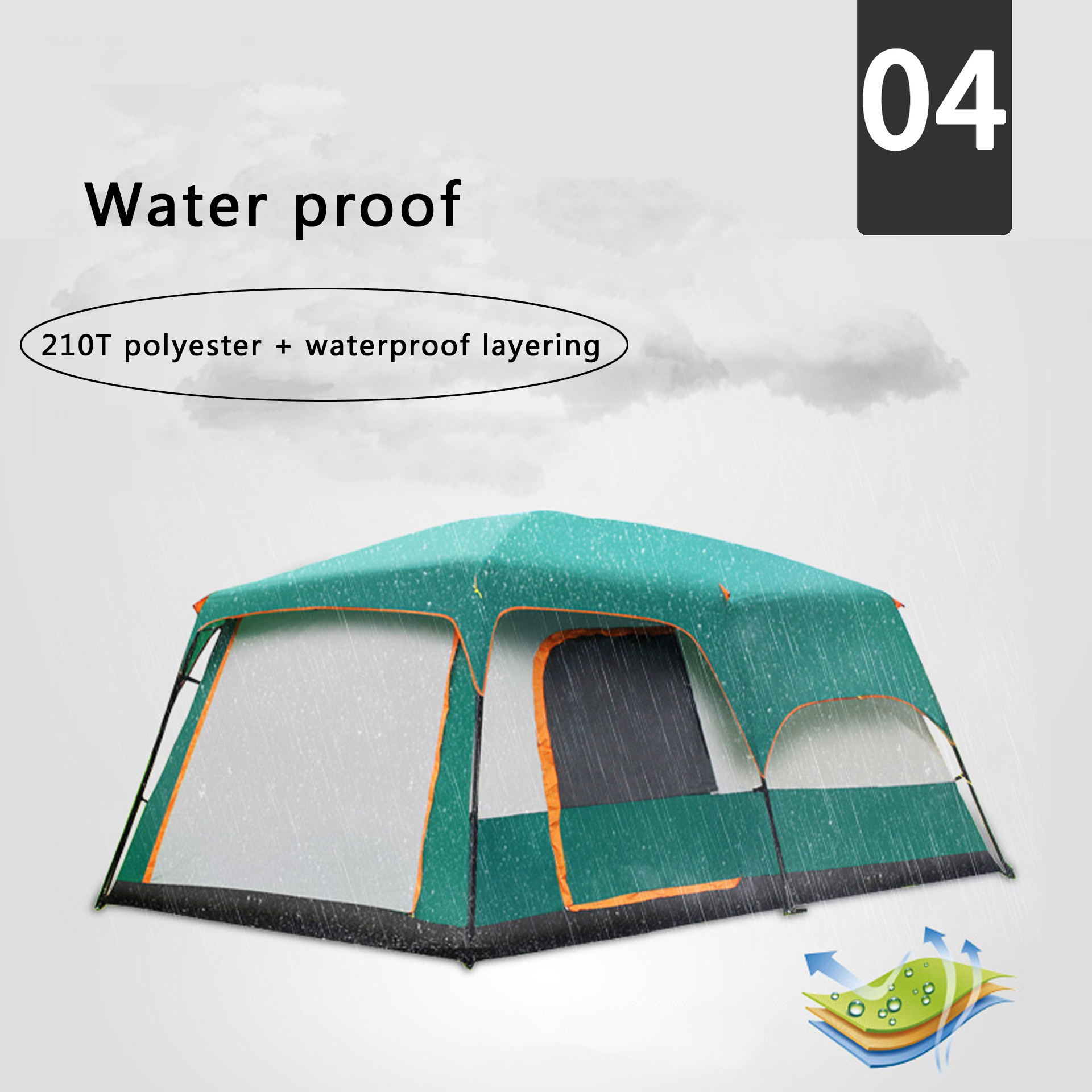 APZ073-2 Customized wholesale 8-10 people outside family luxury  half pack camping outdoor tent