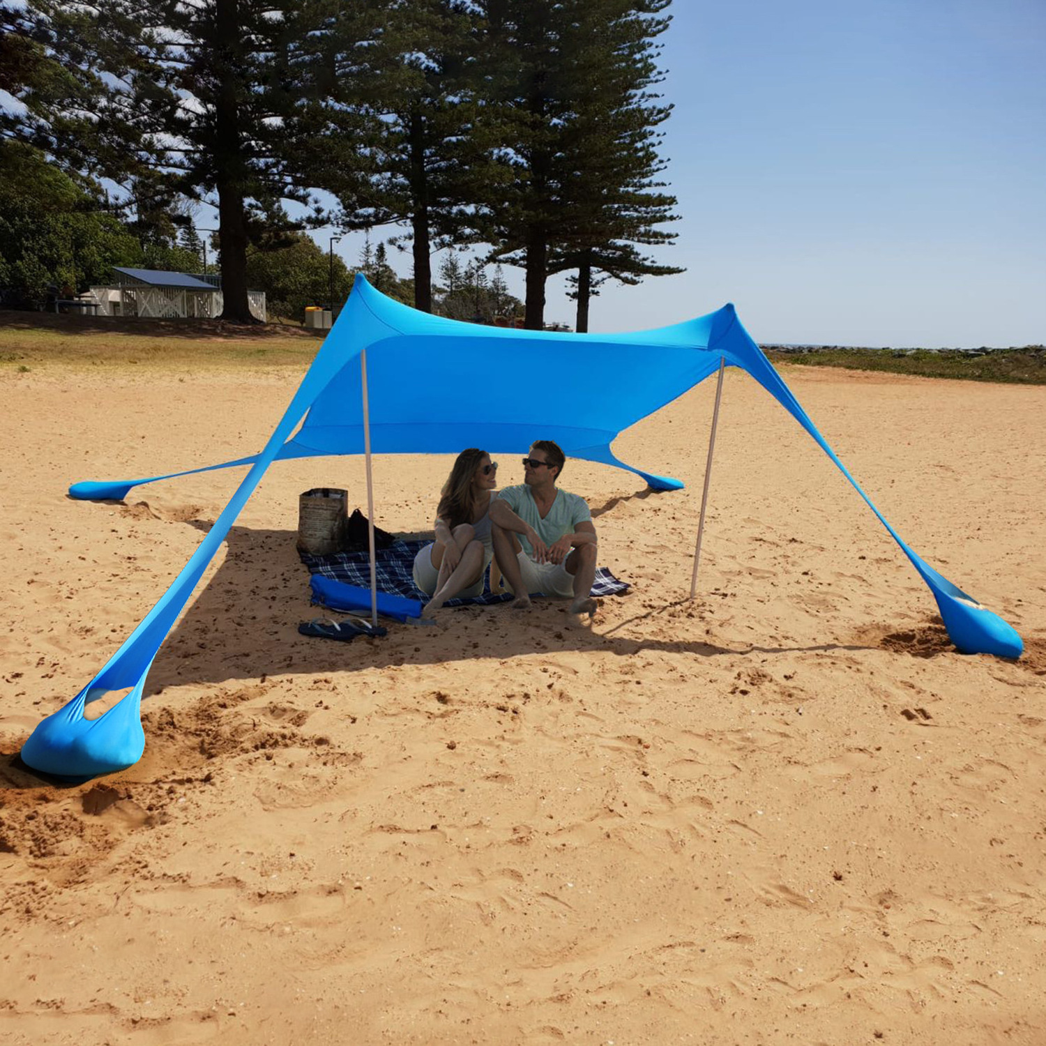 Shade Tent Portable Windproof Sun Shade Beach Outdoor Camping Waterproof Custom Beach Canopy Shade Tent