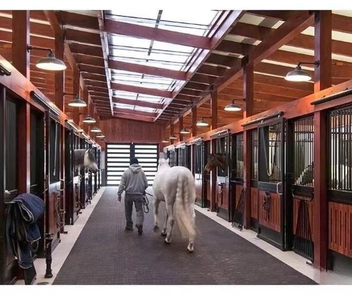 Powder Coated Outdoor Stalls Boxes prefab horse stable horse stall with optional feeder