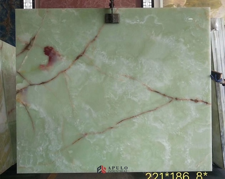 Translucent light green onyx pakistan iran green onyx marble stone slab red vein marmor onyx marbl