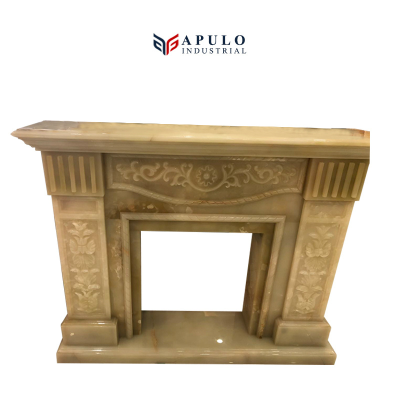 Golden Color Marble Onxy Stone Mantle marble fireplace mantle