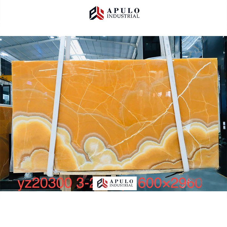 Natural yellow orange onyx stone tiles low price transparent yellow honey onyx marble 2cm thickness stone marbl slab