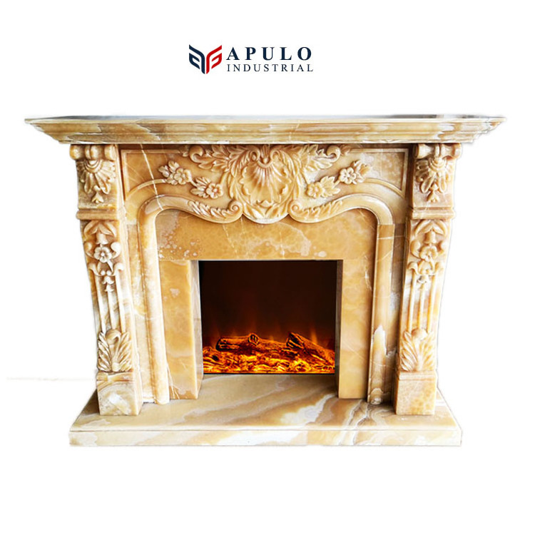 Golden Color Marble Onxy Stone Mantle marble fireplace mantle