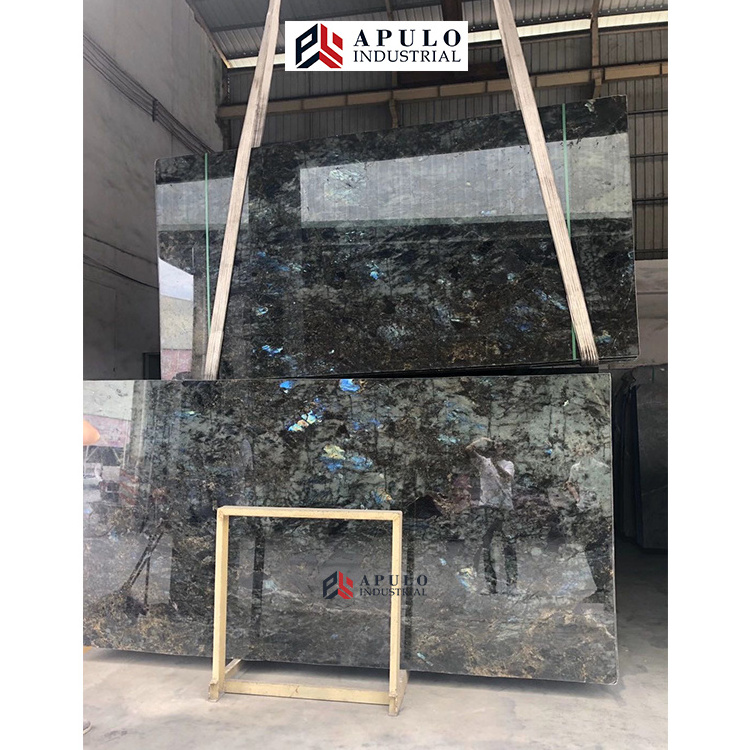 Factory direct labradorite lemurian granite madagascar slabs norway polished labradorite flat floor tile blue granite stone slab