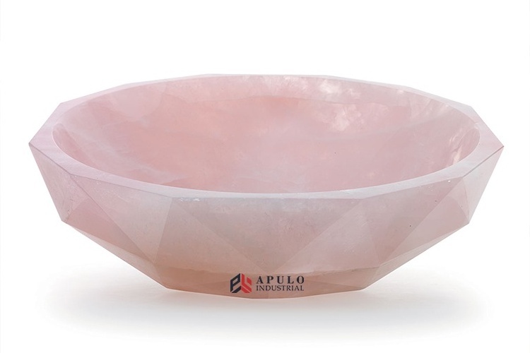 Luxury pink color marble bathroom scalloped bowl vessel stone sink hand wash basin pink vessel sink onyx sink