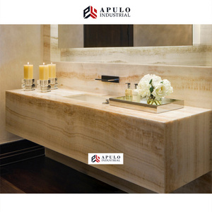 Factory direct modern marble bathroom beige onyx countertop