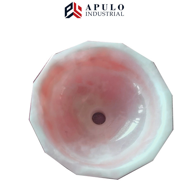 Luxury pink color marble bathroom scalloped bowl vessel stone sink hand wash basin pink vessel sink onyx sink