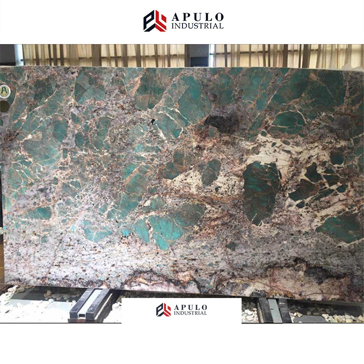 Luxury green quartzite polished breccia romana amazonite tiffany grey marble slab brazilian green expensive marble slabs