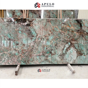 Luxury green quartzite polished breccia romana amazonite tiffany grey marble slab brazilian green expensive marble slabs