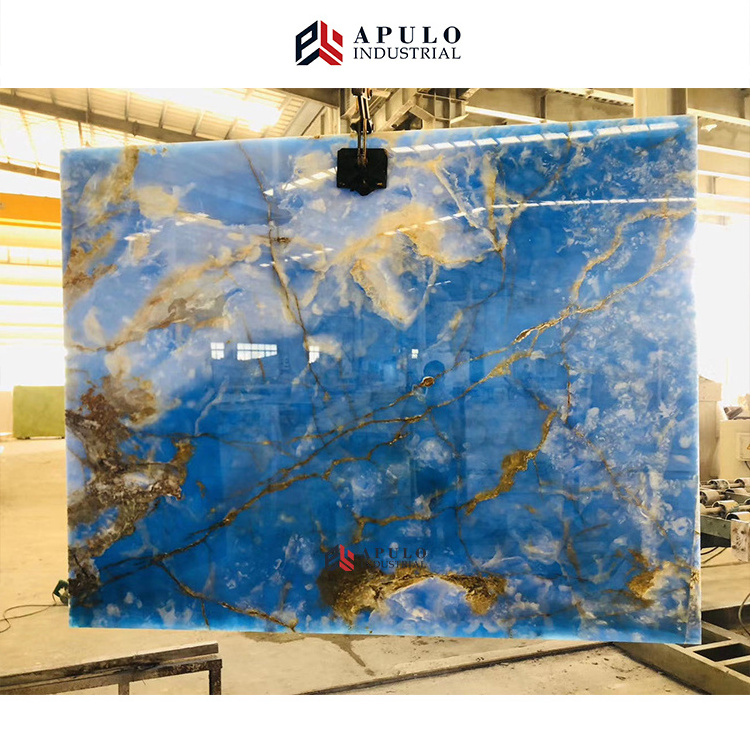 Blue pearl engineered floor tiles quartz translucent stone golden blue azul marble onyx blue green tilesmarble slab