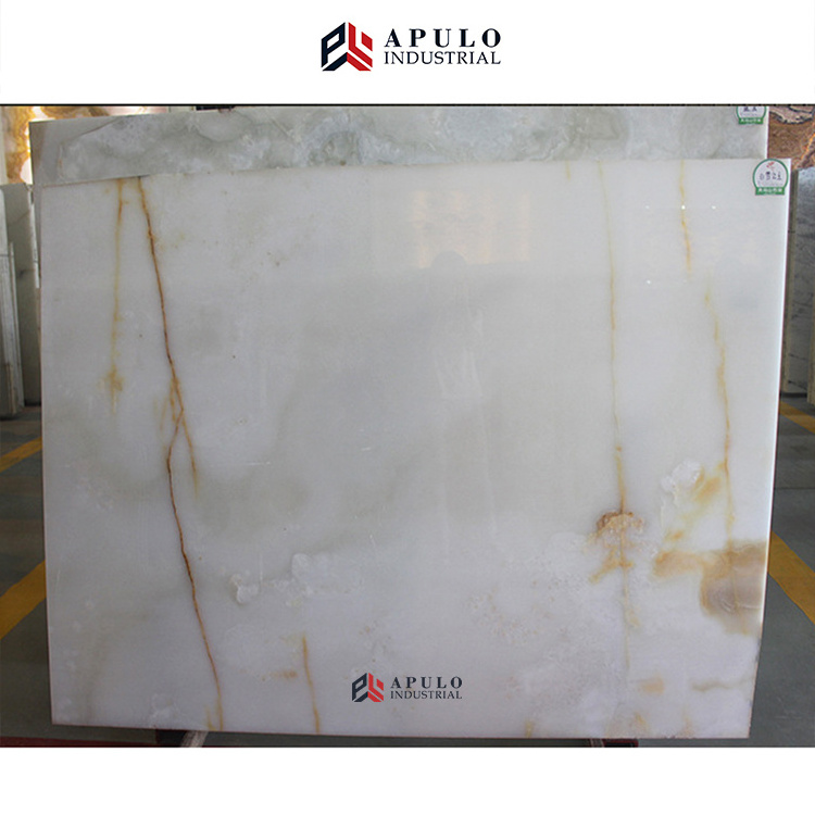 Factory Price Large Big Snow White Crystal Onyx Stone Stock Marble Carrera Slab Floor Tile with Orange Gold Brown Yellow Veins