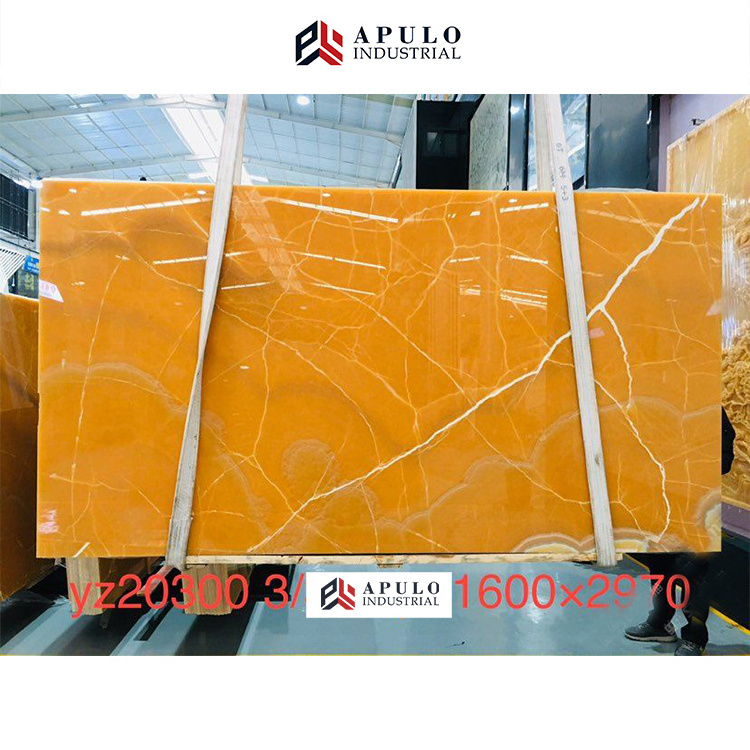 Natural yellow orange onyx stone tiles low price transparent yellow honey onyx marble 2cm thickness stone marbl slab