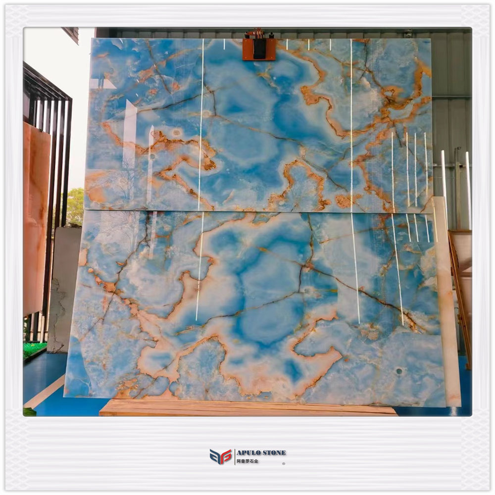 Hot Sale Natural Blue Onyx Salta Slabs Tiles Polished Blue Onyx Slab for Wall Tile & Bathroom Tile