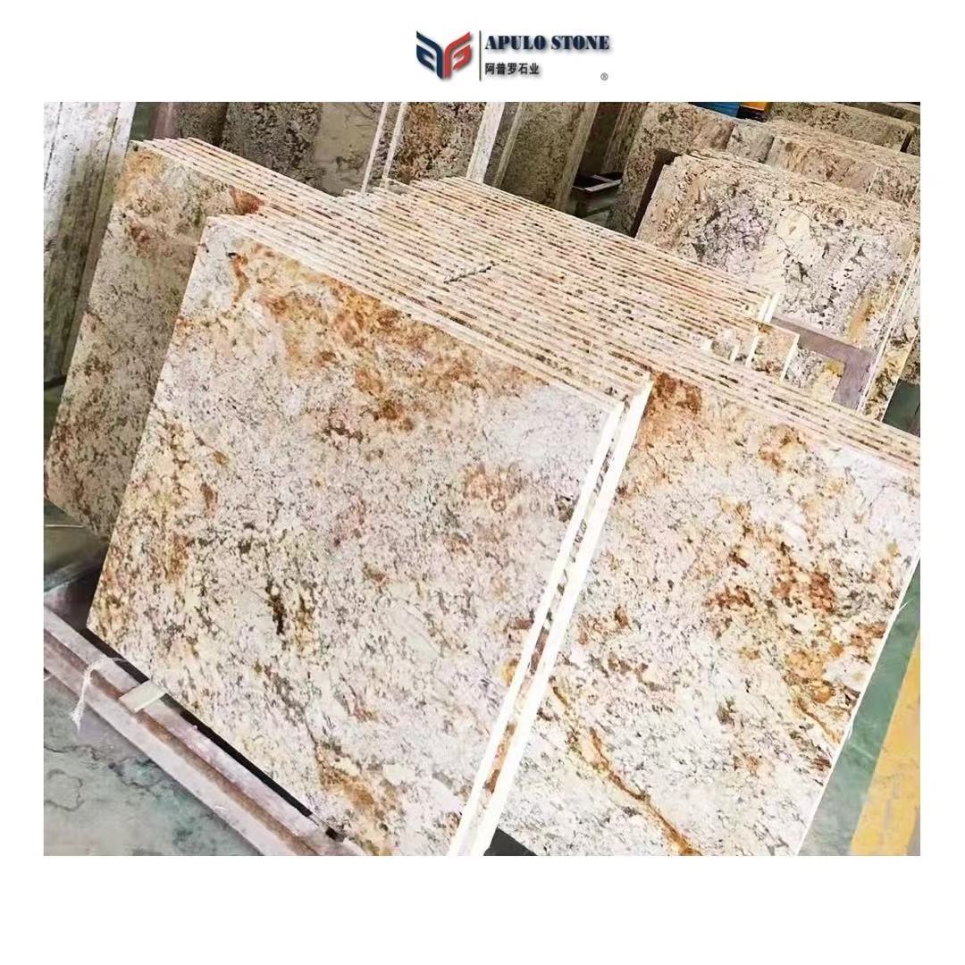 High Quality Hot Sale Full Polished Natural Stone Floor Yellow Gold Big Slab Sunny Gold Golden  Granite Tile