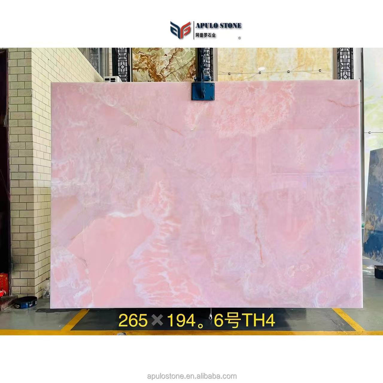 Hot sale Popular Translucent Pink Onyx Marble Stone Slab Prices Apulo