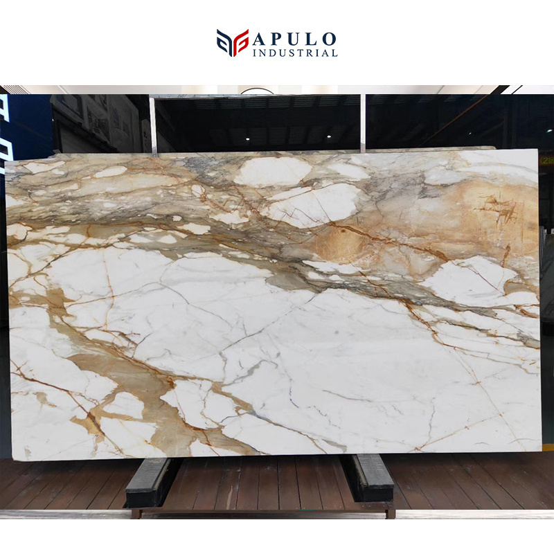 Calacatta gold borghini paonazzo china calcutta carrara white marble with yellow/gold/orange oro veins big slab floor tile