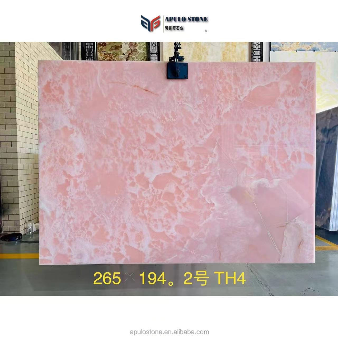 Hot sale Popular Translucent Pink Onyx Marble Stone Slab Prices Apulo