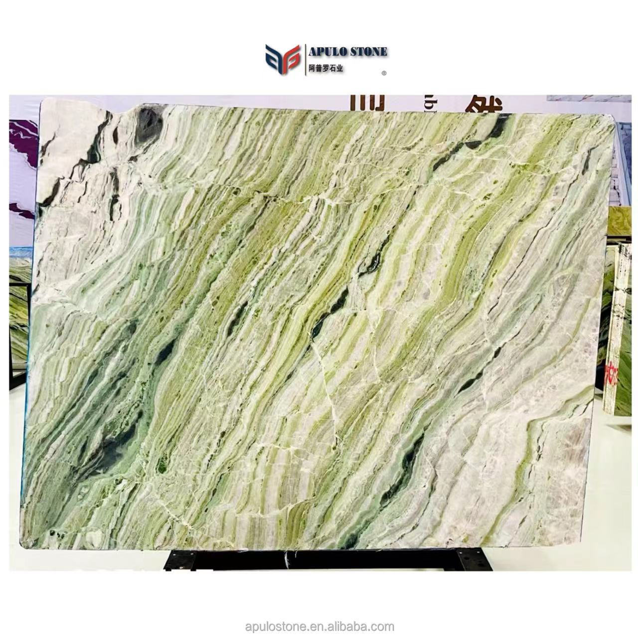 Marble Factory Natural Stone Green Marble Cold Ice Jade Emerald Shangri-la Green Marble Stone Slabs For House Decoration