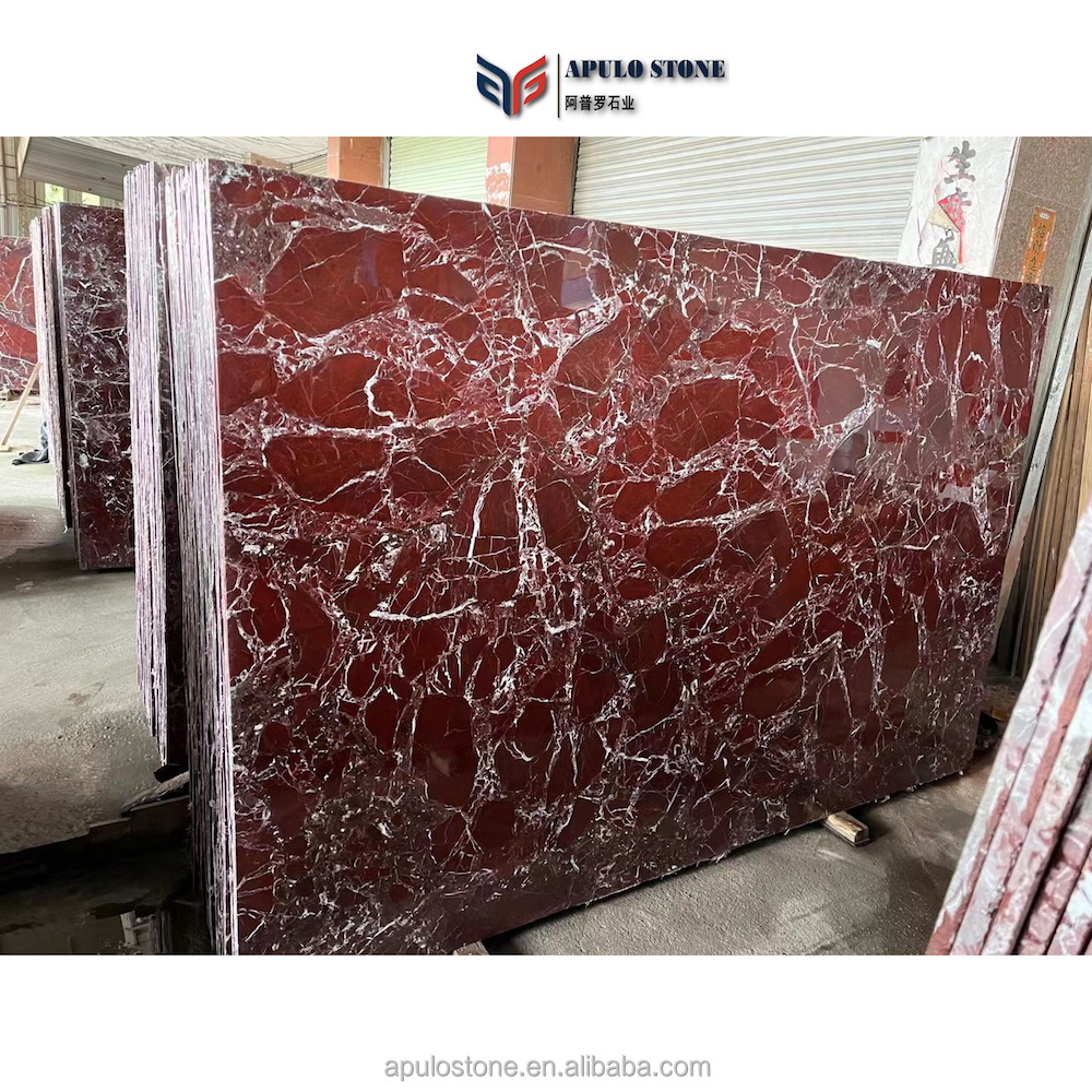 Customized Natural Marble Polished Red Rosso Levanto Marble Slab Red Levanto Marble Tiles