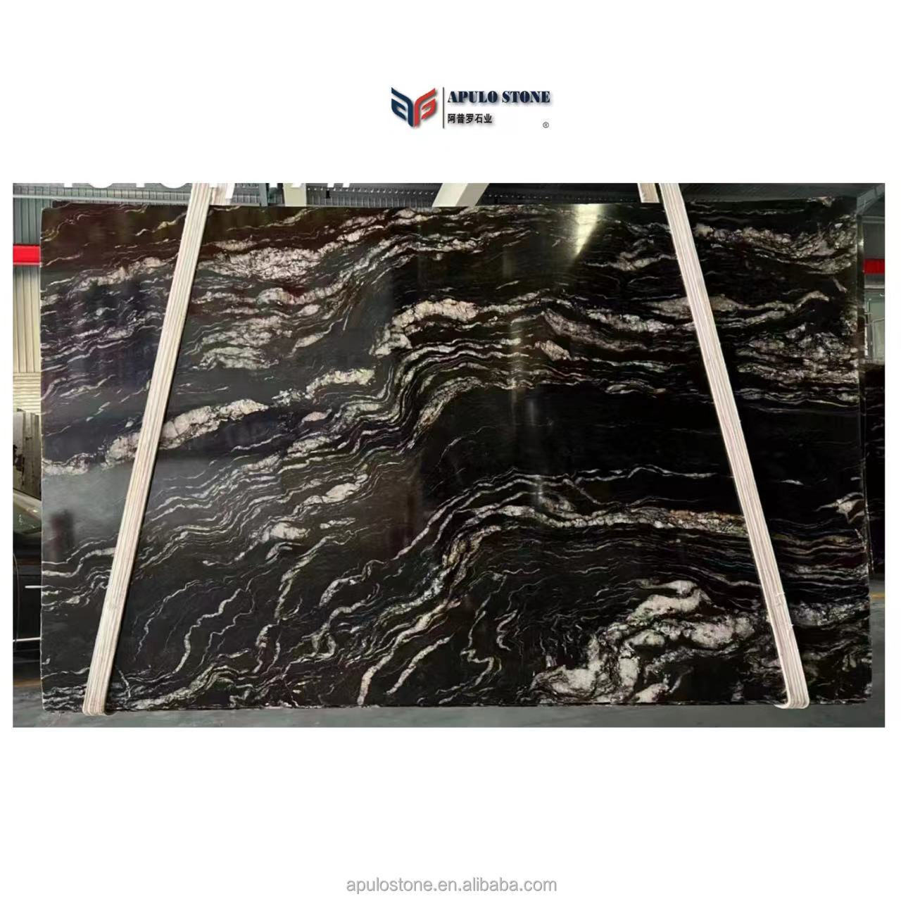 Factory New Product Natural Gucci Cosmic Black Granite Marble Slab Living Room Countertops Black Italy Turkey Black Marble Tile