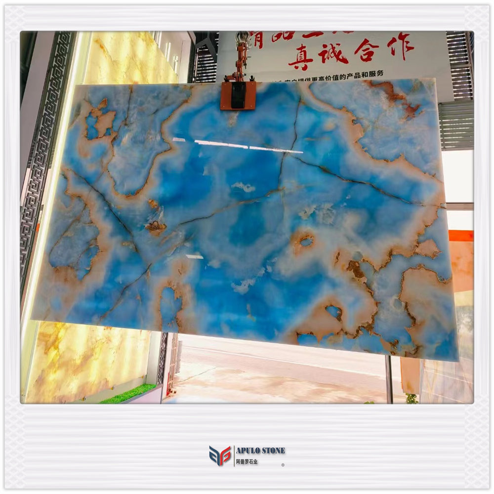 Hot Sale Natural Blue Onyx Salta Slabs Tiles Polished Blue Onyx Slab for Wall Tile & Bathroom Tile