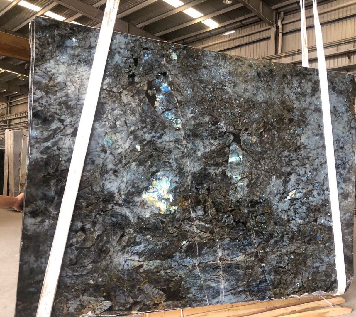 Luxury Natural Labradorite Slab Blue Granite Slabs For Kitchen Countertops Work Top Bar