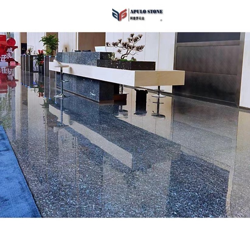 Natural stone volga blue granite black as night gabbro and world famous Ukrainian blue pearl granite countertop kitchen island