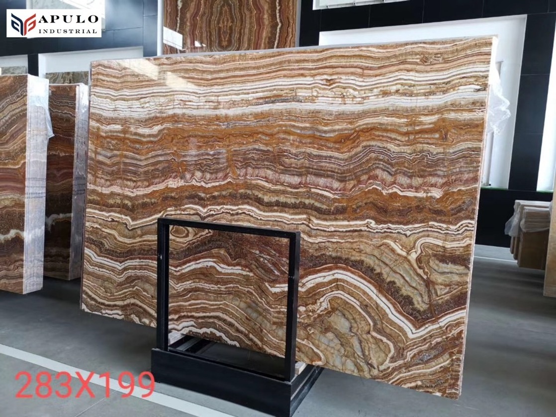 APOLOSTONE Luxury Tiger onyx slab  bookmatched Natural Color factory price tiger jade stone for home decoration