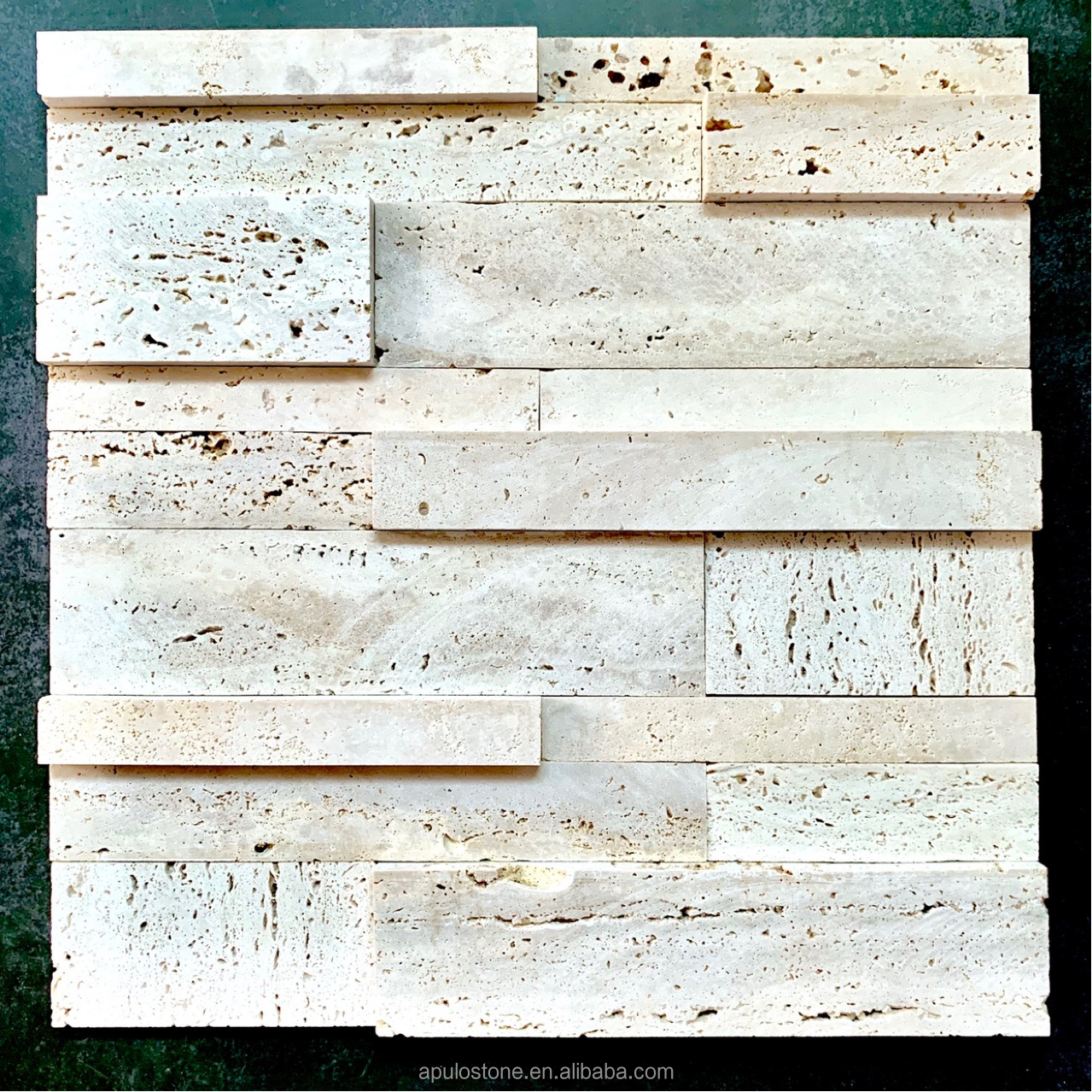 Factory Ready Ship Beige Travertine Mosaic Stacked Mosaic Natural Stone Wall Panel Kitchen Backsplash Tile Travertine Mosaic