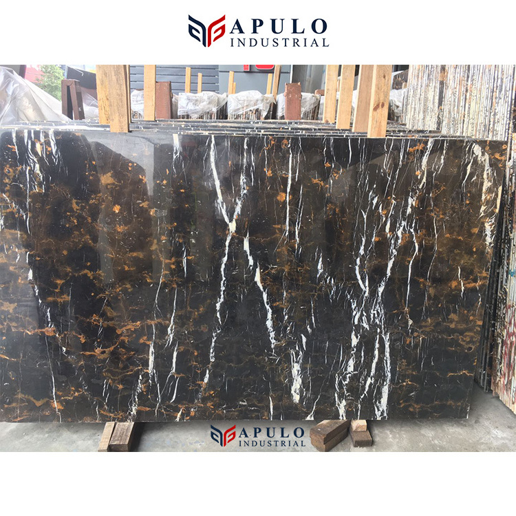 Athens portoro black italiy marble with gold/golden vein marble flooring tile wall cladding glossy black gold marble tiles