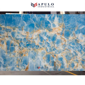 Guangzhou manufacture apulo blue onyx stone slab low price backlit ice blue onyx panel