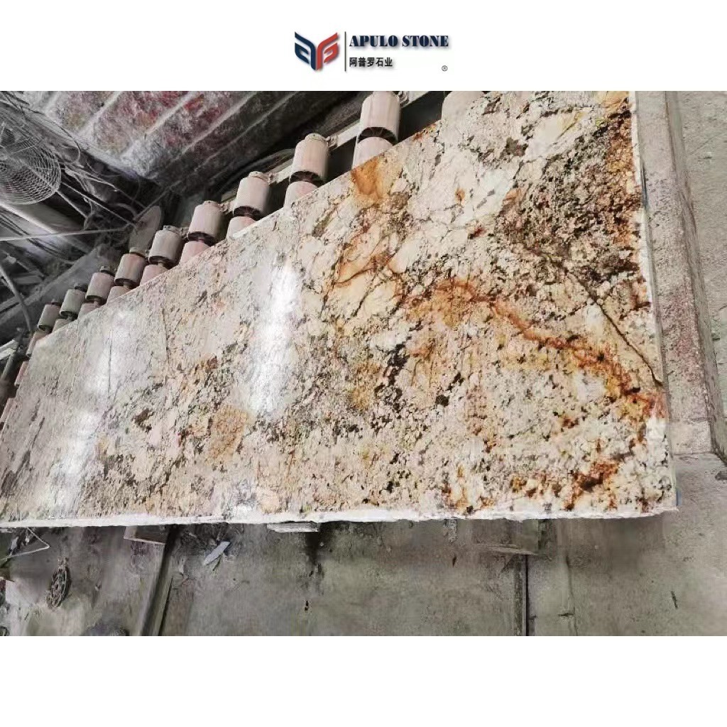 High Quality Hot Sale Full Polished Natural Stone Floor Yellow Gold Big Slab Sunny Gold Golden  Granite Tile