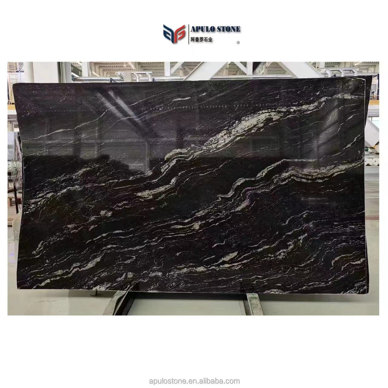 Factory New Product Natural Gucci Cosmic Black Granite Marble Slab Living Room Countertops Black Italy Turkey Black Marble Tile