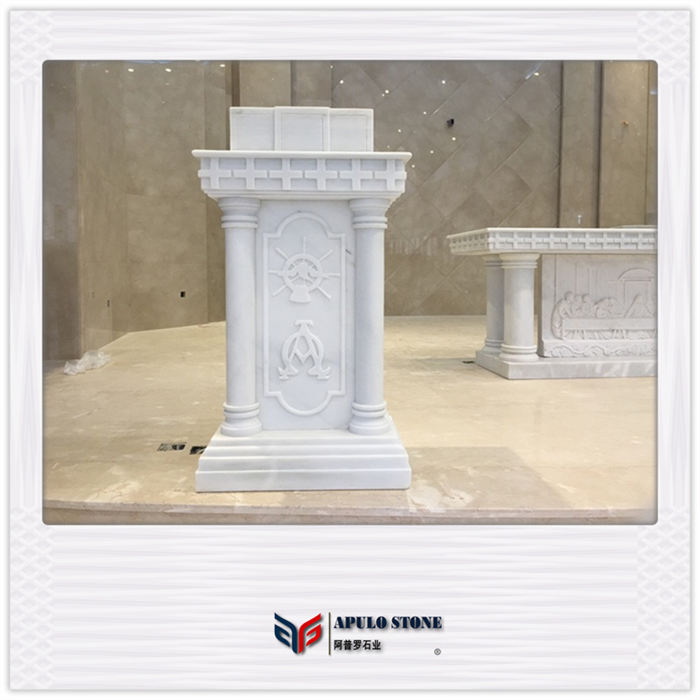 Factory Price Natural Stone Sculptu Stone Lectern Apulostone Pulpit Rostrum Professional Marble Altar Customized Catholic Church