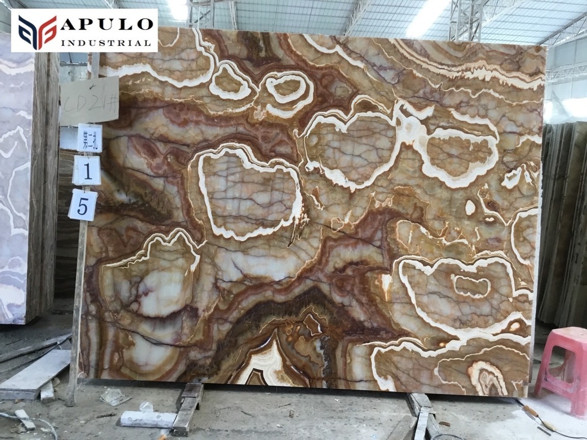 APOLOSTONE Luxury Tiger onyx slab  bookmatched Natural Color factory price tiger jade stone for home decoration