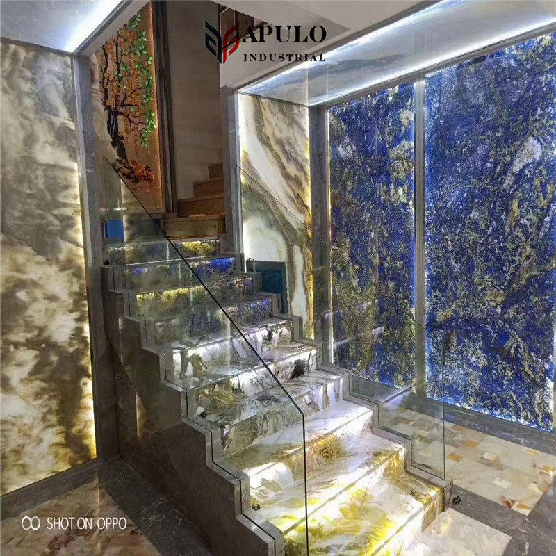 Customized marble stair LED edge-lit light new technology backlit with natural stone photoelectric stone