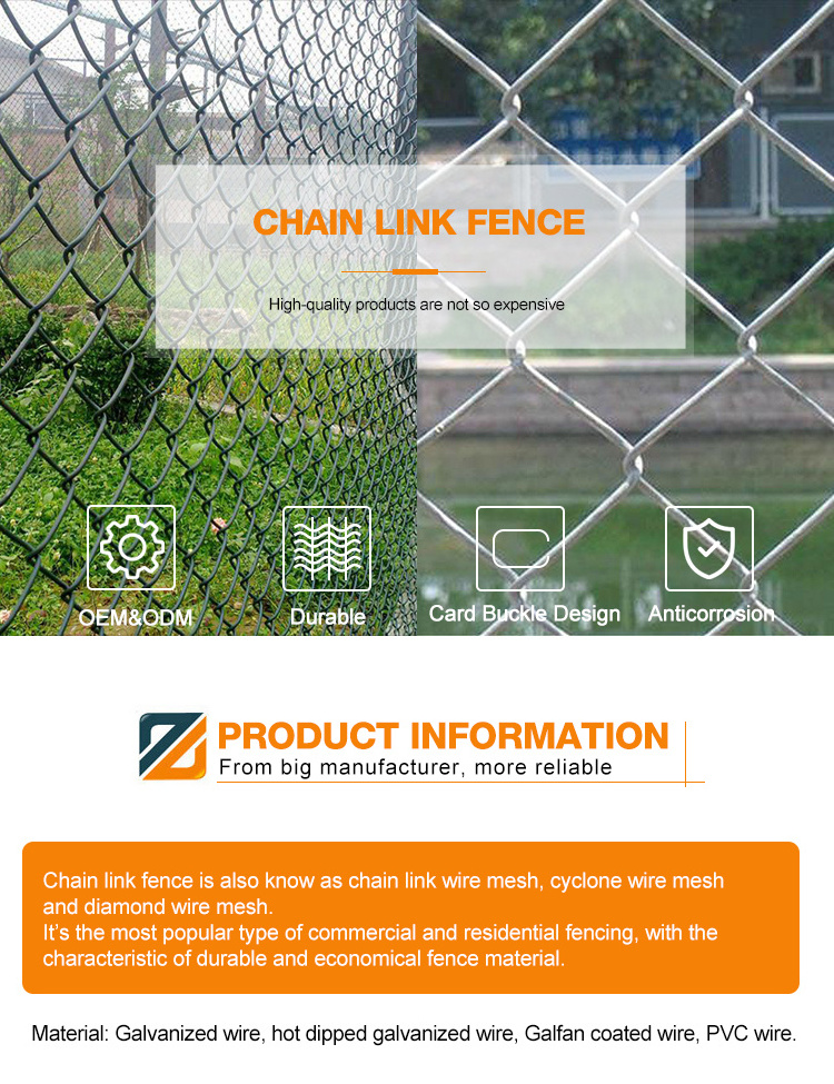 Galvanized Cyclone fencing Diamond Mesh cyclone fence PVC coated chain link fence