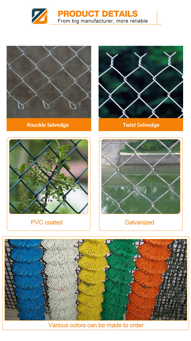 Galvanized Cyclone fencing Diamond Mesh cyclone fence PVC coated chain link fence