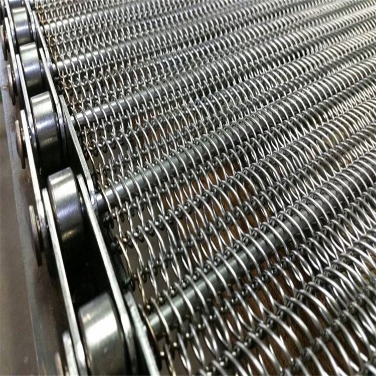 Food Grade 304/316  Stainless Steel Chain Link Spiral Wire Mesh Conveyor Belt