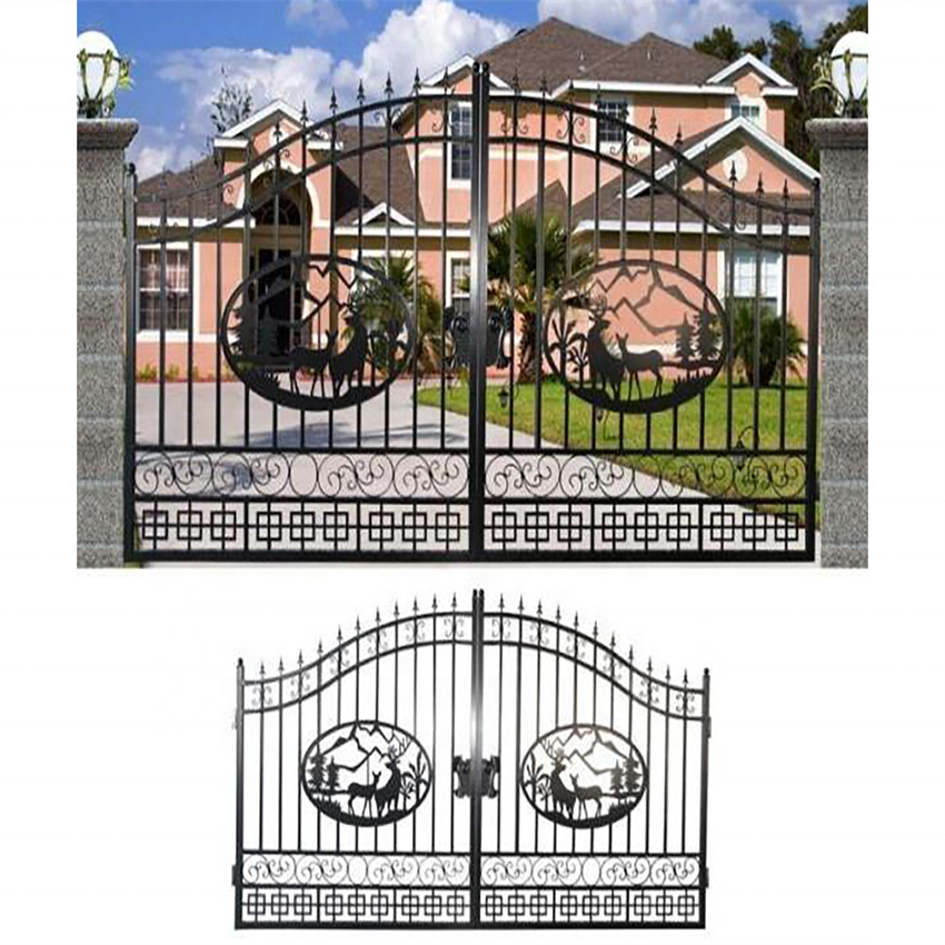 Garden Ornamental Generous Deer Design Wrought Iron Safety Gate