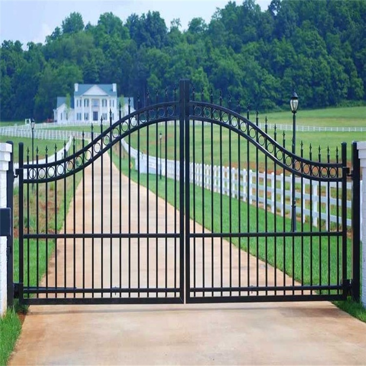 High Quality gate hardware wrought iron wrought iron driveway gate villa swing gates custom size