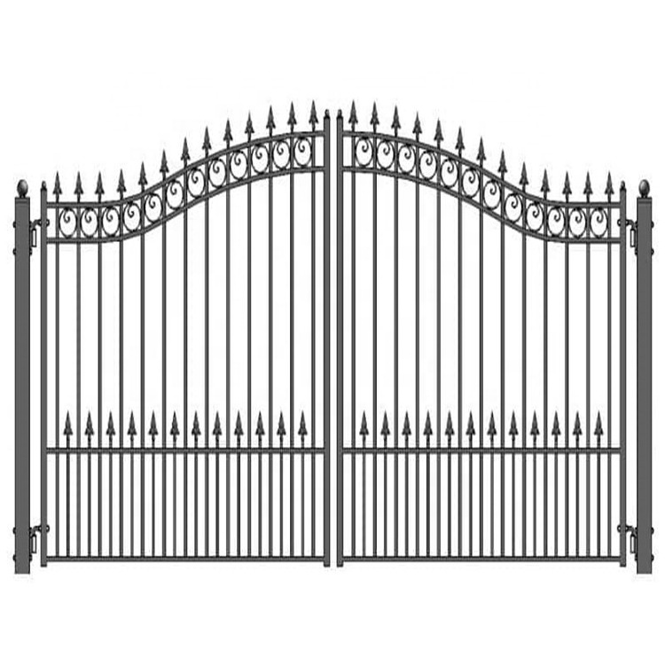 High Quality gate hardware wrought iron wrought iron driveway gate villa swing gates custom size