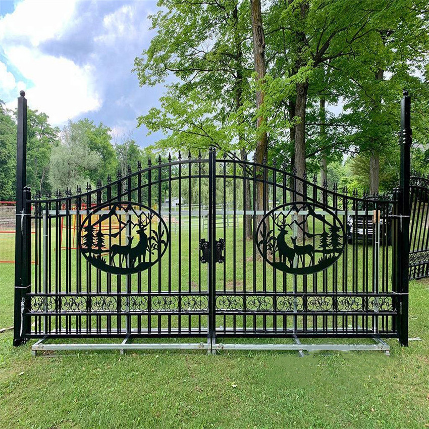 Garden Ornamental Generous Deer Design Wrought Iron Safety Gate